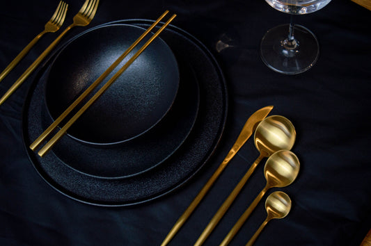 black Asian silverware kitchen dinnerwear stainless steel flatware service for korean cutlery sets flatwear sets service for flatware set for 2 4 6 8 spoons and forks sets xmas gifts christmas present coworker family grandparents