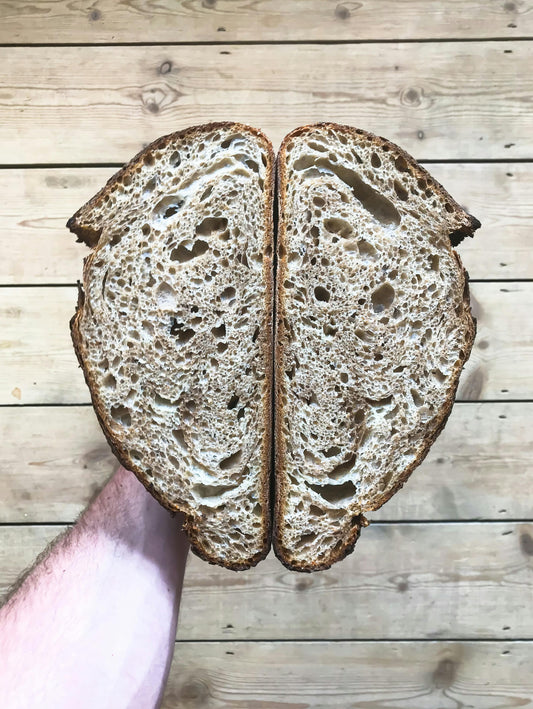 Simple 100% Whole Wheat Sourdough Bread