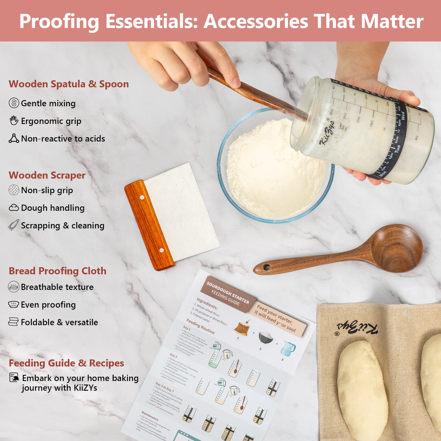 KiiZYs - Sourdough Starter Kit & Bread Baking Tools Essentials