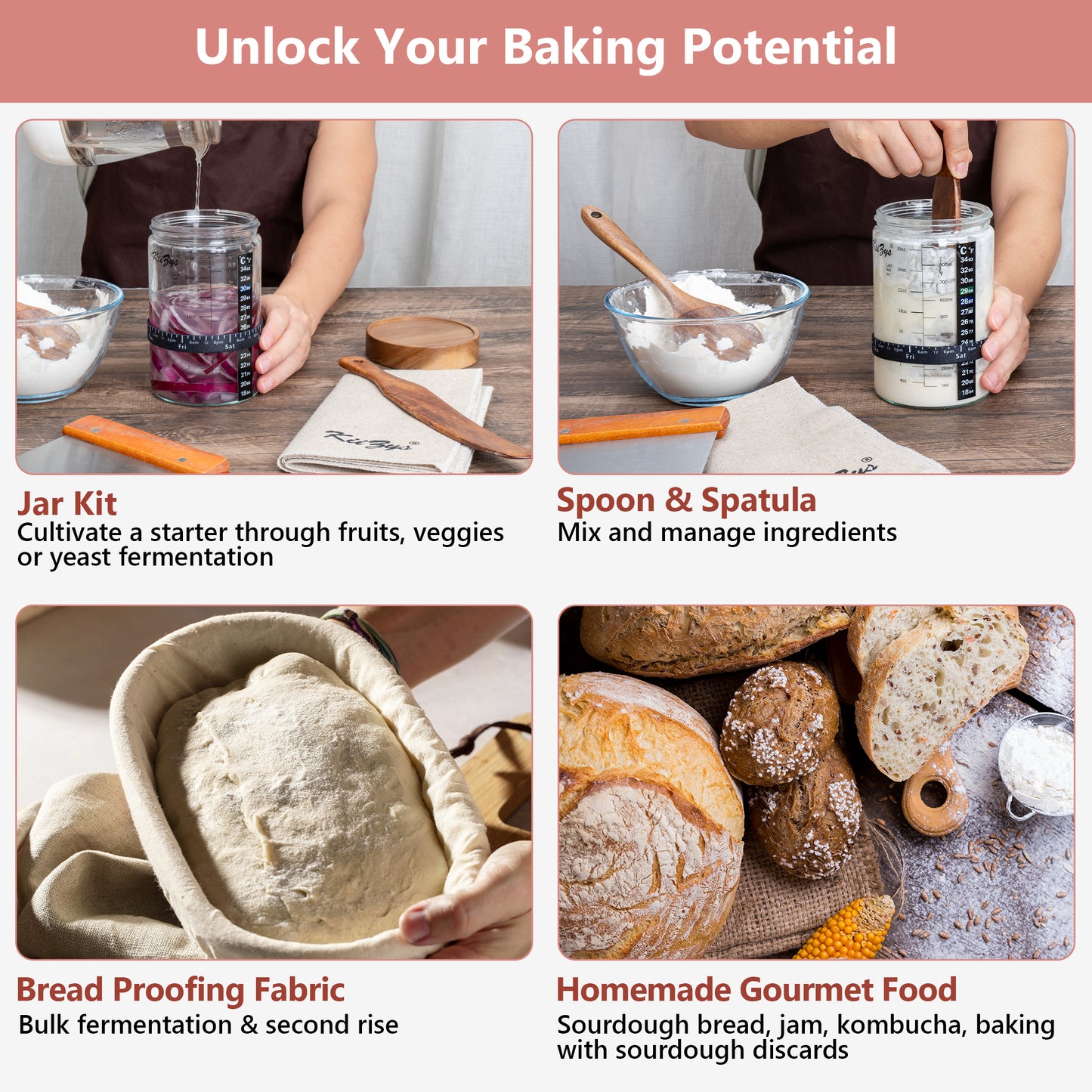 KiiZYs - Sourdough Starter Kit & Bread Baking Tools Essentials