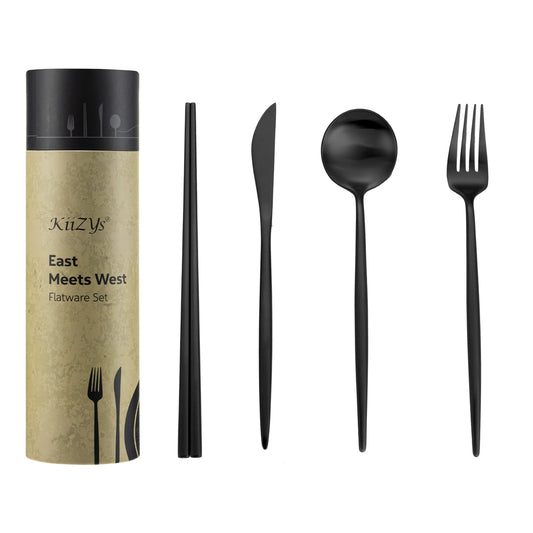 black silverware set for 2 chopsticks reusable kitchen golden utensils set black cutlery set copper couples gifts forks spoons and knives set matte flatware flatwear long handled silverwear utinsils chop sticks stiks chapsticks new home house warming gifts vajillas modernas para housewarming juego cubiertos de acero inoxidable japanese kitchen accessories home essentials for new