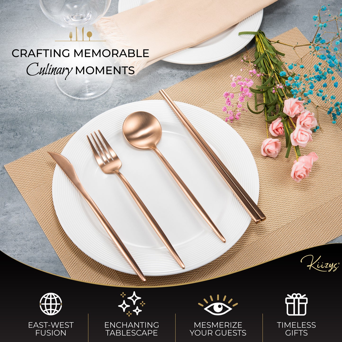 best copper silverwear presents memorial day Christmas lunar new year easter independence day gifts for women cutlery silverware black brown gold chospticks chapstick dining table decor and accessories cylinder box gift Fathers day Gift ideas mothers day presents birthday valentines labour day Christmas thanksgiving xmas silverware set for 8 chopsticks kitchen utensils set utinsil sets black