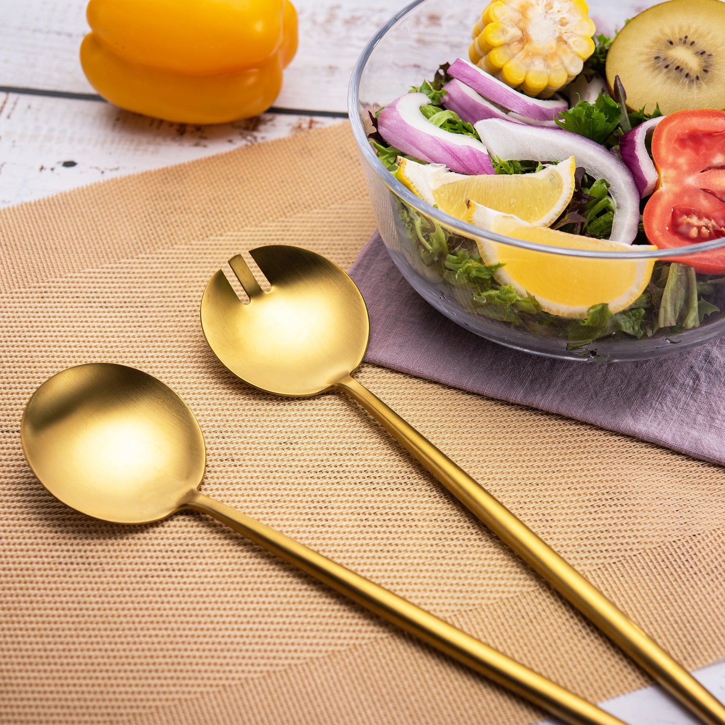 Gold Serving Spoons Forks Serving Utensils Set Silverware Cake Cutter spatula pasta tosser salad serving utensil flatwear wear kitchen set new home essentials gold kitchen accessories gifts golden vintaqe rutic chic style timeless home party colored cutlery set party hosting essentials set gold cutlery set gold flatware set matte gold silverwear set gifts for parents grandparents moms mums women gifts idea family grandparents fathers day mothers day