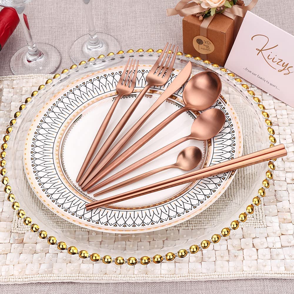 serving utensils kitchen essentials new home flatware set silverware cutlery gifts decorations aesthetic wedding registry search amazon finds must have spatula flatwear for entertaining long handle cubiertos de acero inoxidable accessories hosting essentials Christmas xmas eating utensils juegos de vajilla utensilios de cocina modernos juego de platos de cocina modernos serveware servewear ware matte rose gold comically large spoon pasta