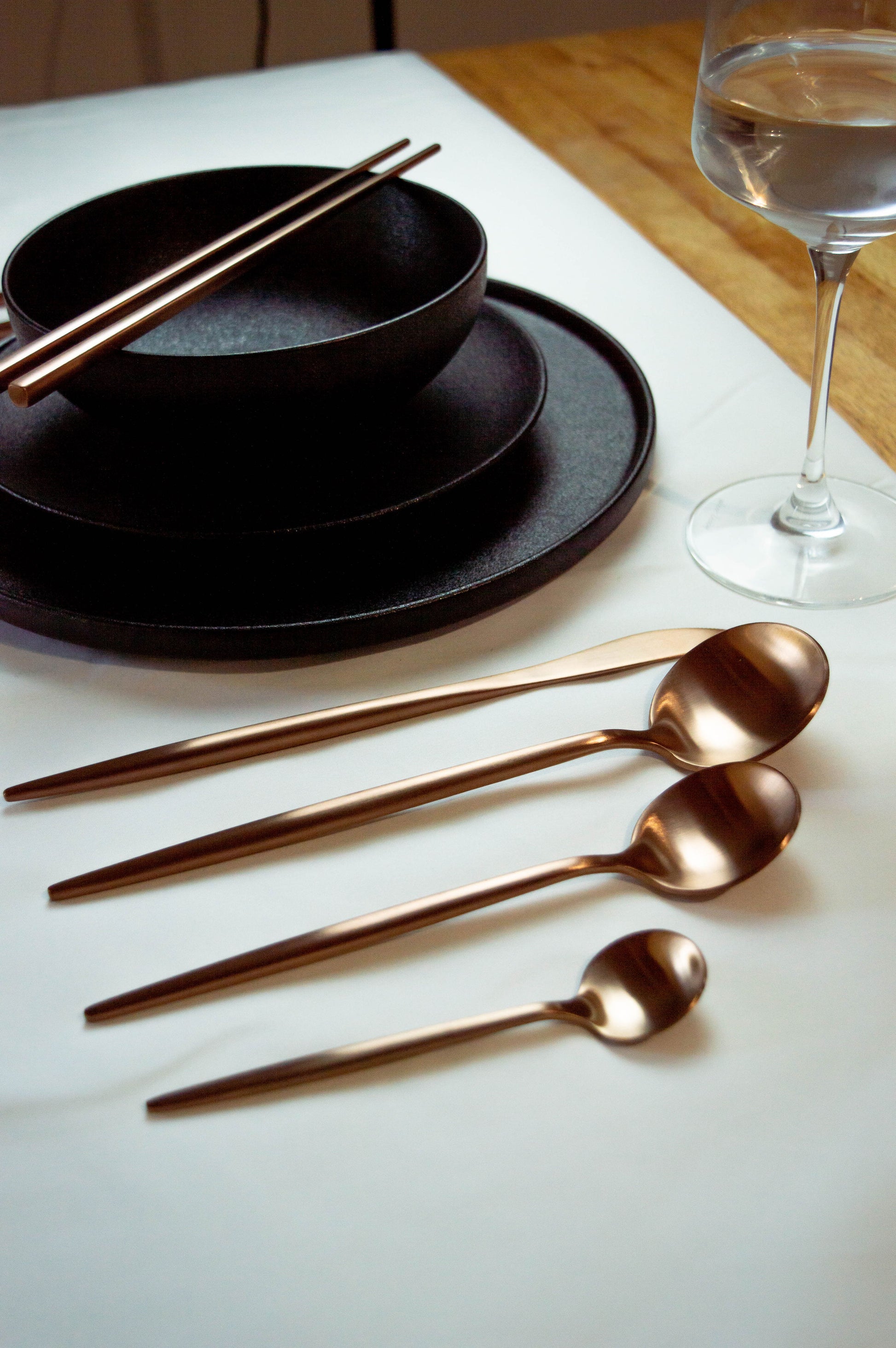 gold silverware set chopsticks reusable cutlery set lightning deals  wedding registry search anniversary at home home party juego de cubiertos couples gift gold cutlery set gold spoons and forks set house warming gift kitchen gifts chopstick eating utensils sets dining table decor and accessories