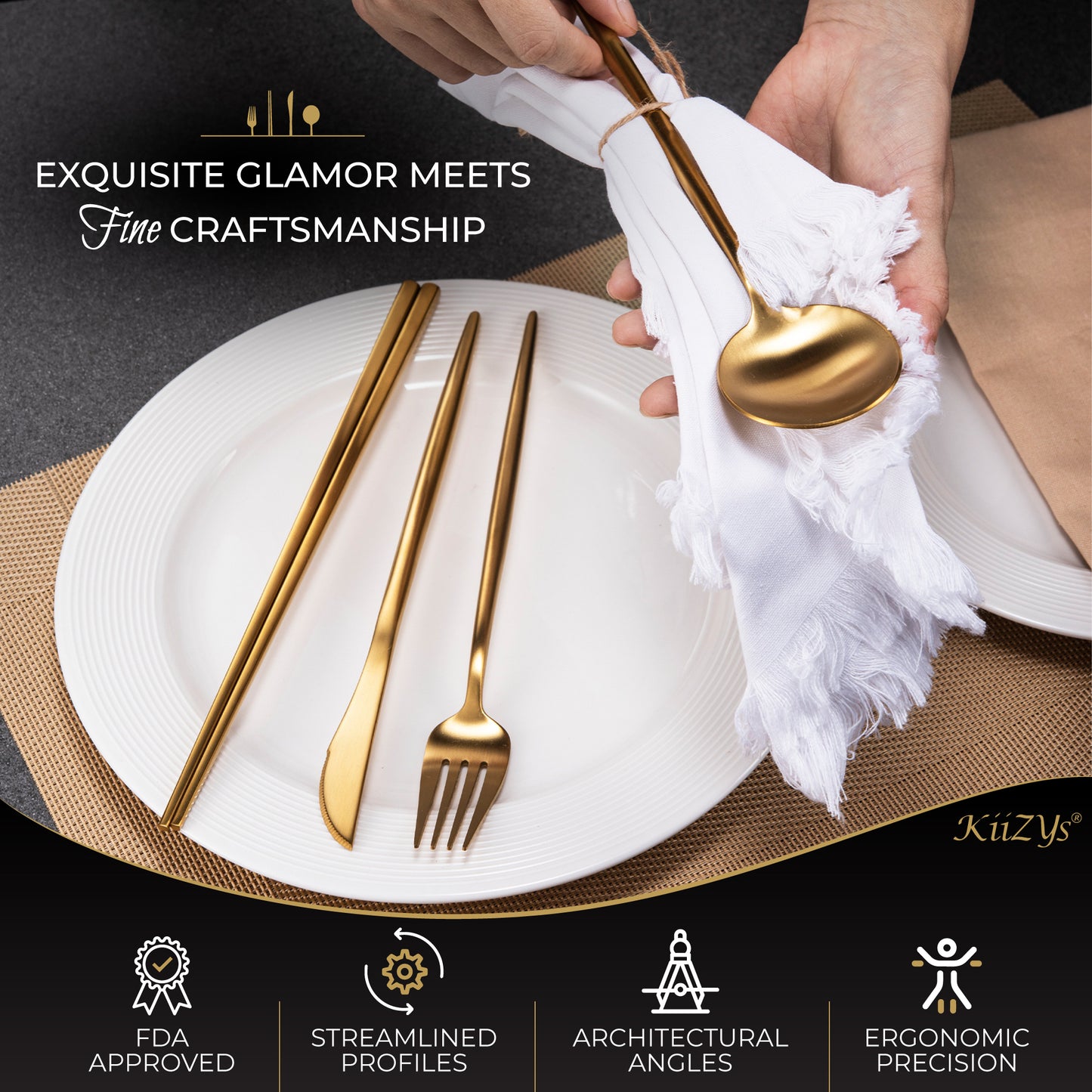 gold silverware set for 2 chopsticks reusable kitchen golden utensils set black cutlery set copper couples gifts forks spoons and knives set matte flatware flatwear long handled silverwear utinsils chop sticks stiks chapsticks  bronze flatware juego de cuchillos para cocina dishwasher safe amazon finds wedding registry wish list wishlist new home must have golden kitchen essentials minimalist 