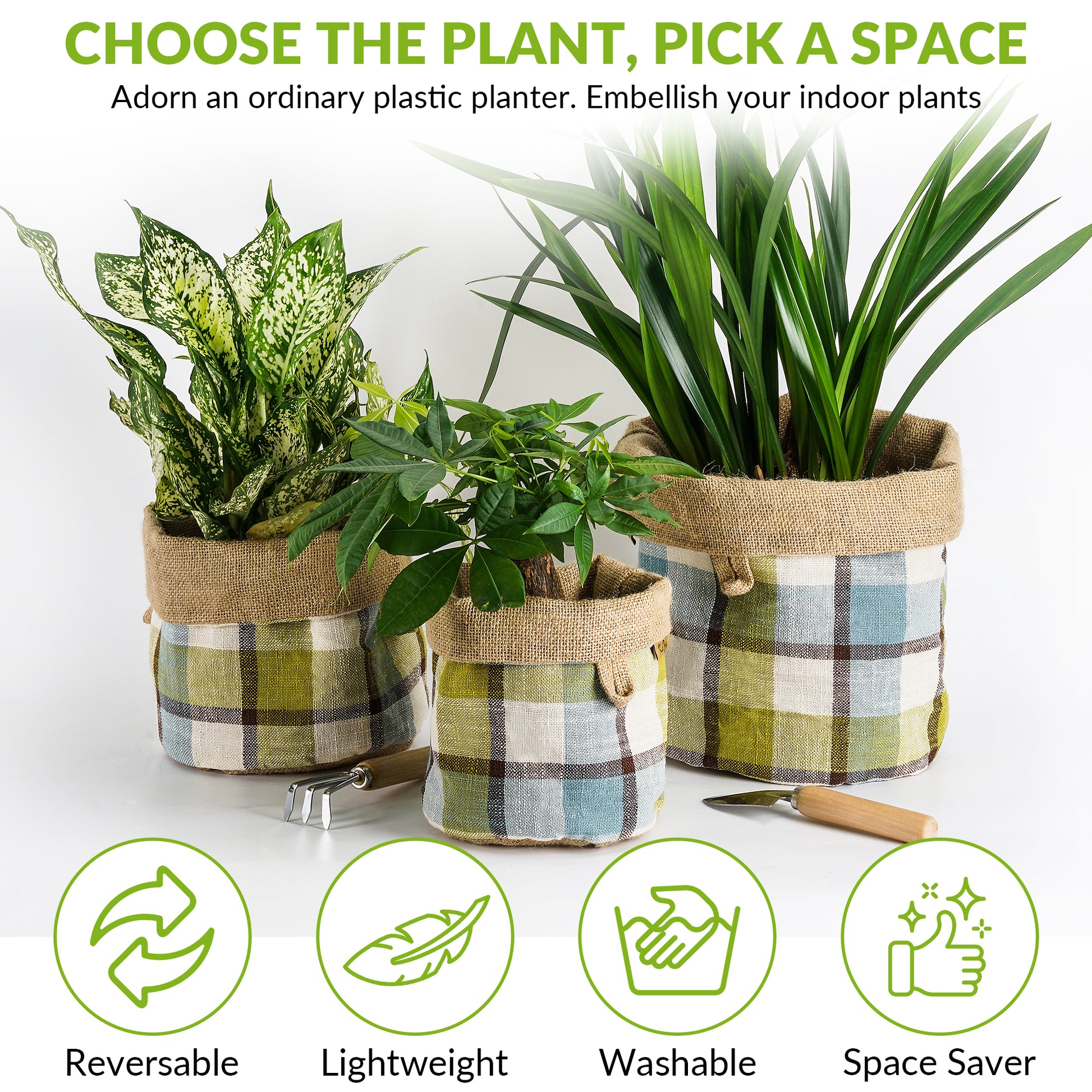 plastic planter covers KiiZYs - House Plant Pot Covers (5' 6' 8' Inch)