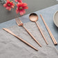 KiiZYs Stainless Steel Minimalist Cutlery 16 Pieces Set - Matte Copper