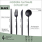 KiiZYs Stainless Steel Minimalist Cutlery 16 Pieces Set - Matte Black